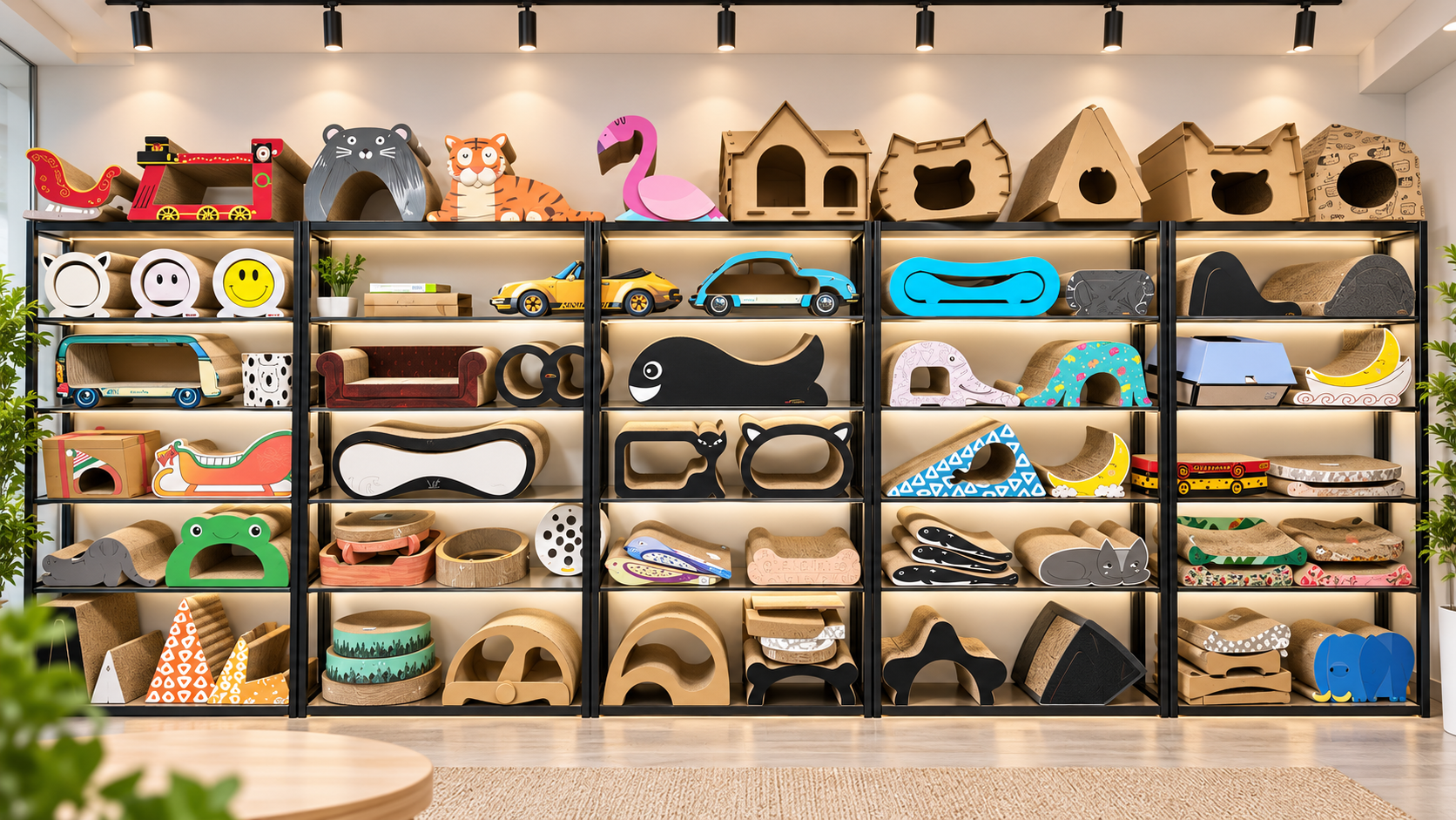 PET-CHEER sample room displaying corrugated pet products